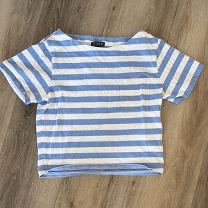 J. Crew Light Blue and White Striped Tee